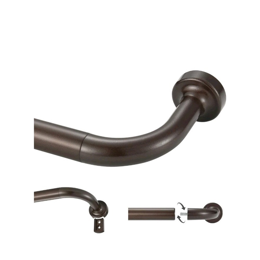 Dark Bronze Wrap Around Curtain Rod 28-150 Inch Adjustable 1 Inch Diameter s10